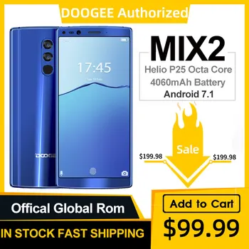 DOOGEE Mix 2 6GB RAM 64GB ROM Helio P25 Octa Core 5.99'' FHD+ Smartphone Quad Camera 16.0+13.0MP 8.0+8.0MP Android 7.1 4060mAh