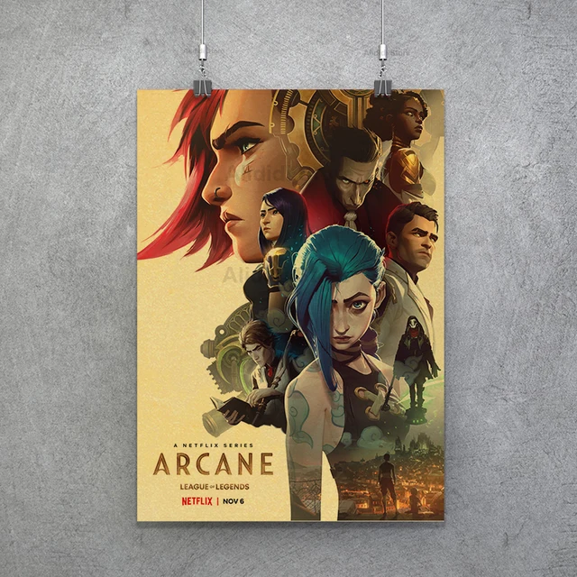 Popular TV Show Arcane Kraft Paper Poster Vi Viktor Jayce Jinx Home Decor Study Bedroom Bar Cafe Wall Paintings Stickers Posters Poster