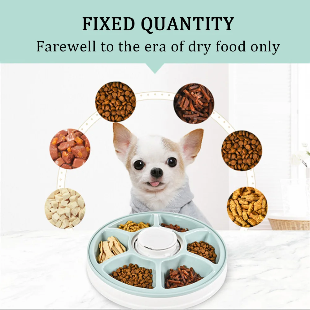 

Digital Timer Anti Slip Pet Automatic Feeder Programmed Cats Dry Wet Food Portion Control Round 6 Meal Trays With Voice Recorder