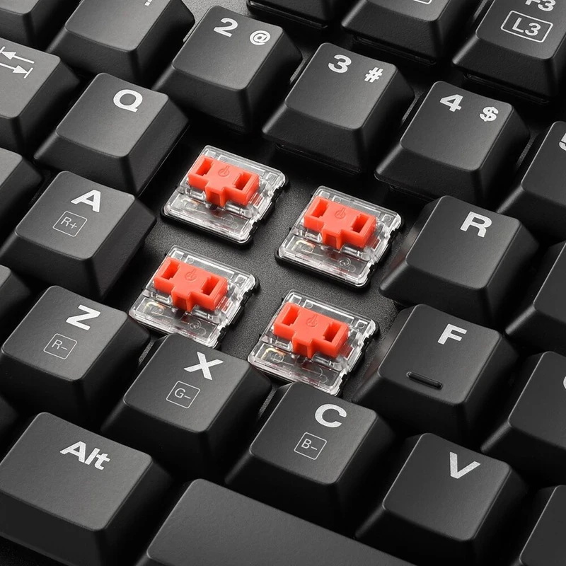 Клавиатура Sharkoon PureWriter TKL RGB Red механическая, Kailh Red, проводная, подсветка RGB, USB, цвет: черный