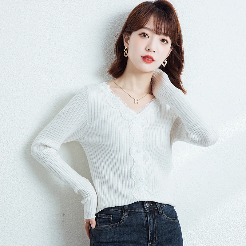 

Cardigan Women Sweater Knitted V-neck Woman Sweater Long Sleeve Knitted Cardigan Sweaters
