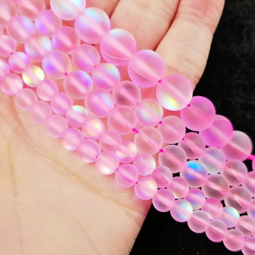 YHBZRET Natural Stone Matte Pink Labradorite Shimmer Crystal 6/8/10MM MoonStone Loose beads for Jewelry making DIY bracelets | Украшения и