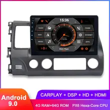 10," ips 2.5D Топ Дисплей Android 9 Carplay для Honda Civic 2006 2007 2008 2009 2010 2011 Радио RDS GPS Navi аудио ЦАП TDA7850