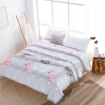 

Cartoon Flamingle Flannel Throw Blanket Sofa Cover Winter Warm Sheets Bedspread Coverlet Coral Fleece Soft Children Blankets