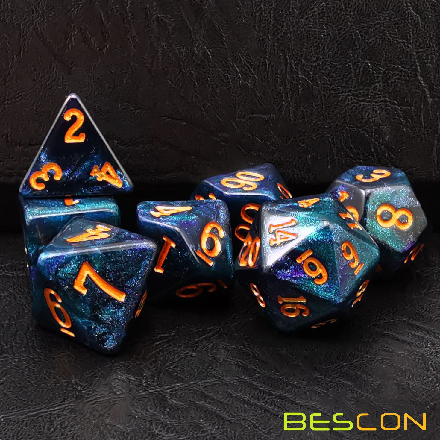 Bescon Starry Night Dice Set Series 7pcs Polyhedral RPG Dice Set Milky Way Midnight Twilight