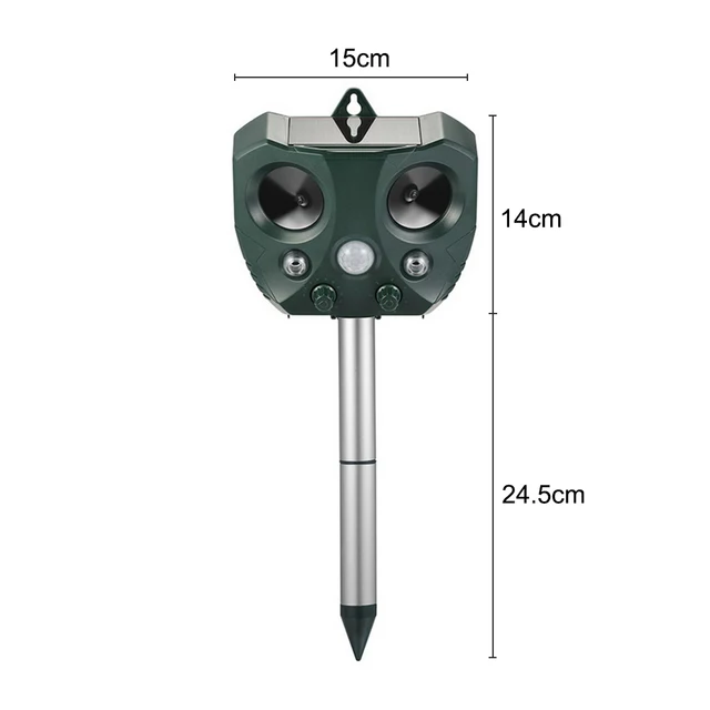 Macska Repleller Állati Ultrahangos Mozgás Aktiválja A Napenergia Flash Ijesztő Madarakat Kültéri Kerti Meghajtó Kutyák Kígyó Galamb Rovar - Image 6