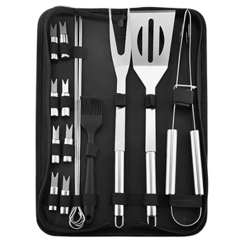 

BBQ Grill Tools,Grilling Accessories,16-Piece Stainless Steel Grill Utensils, Barbecue Set for Picnics, Outdoor, Parties-Dropshi