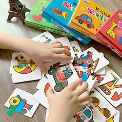 Crianças diversão correspondência quebra cabeça cartão cognitivo brinquedo animais tráfego frutas vegetais educação precoce iluminação aprendizagem cartões