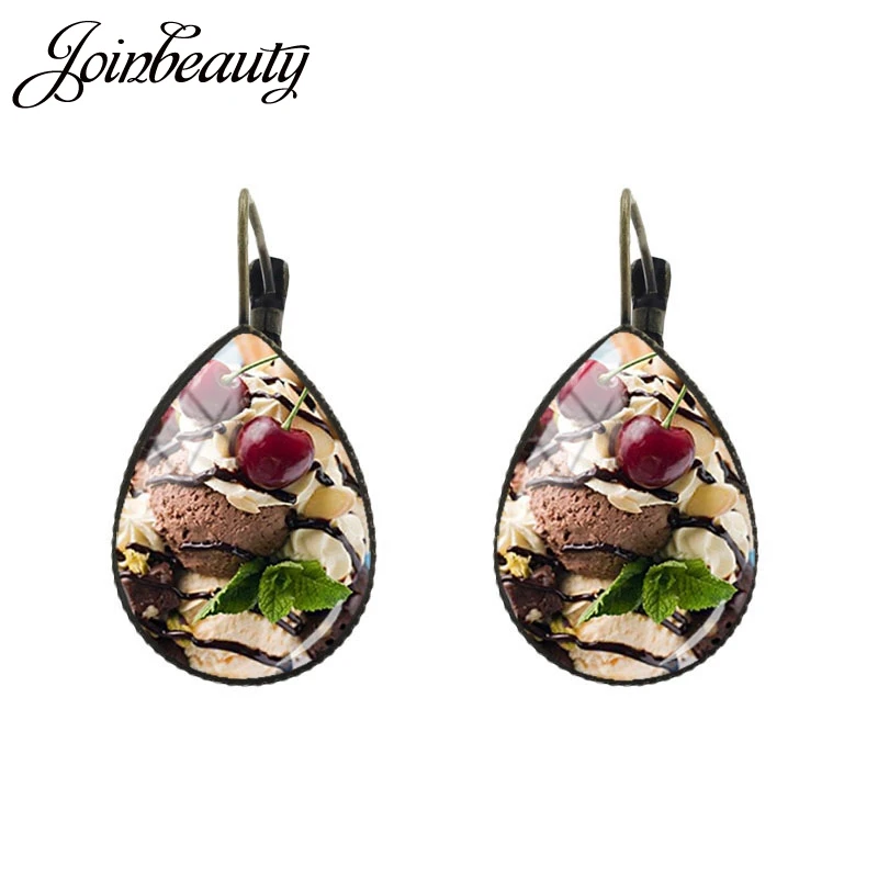 FD54 JOINBEAUTY вишня вкусные серьги с пищевыми продуктами шоколадное мороженое фото слеза клип серьги аксессуары ювелирные изделия Винтаж FD30 - Окраска металла: FD54