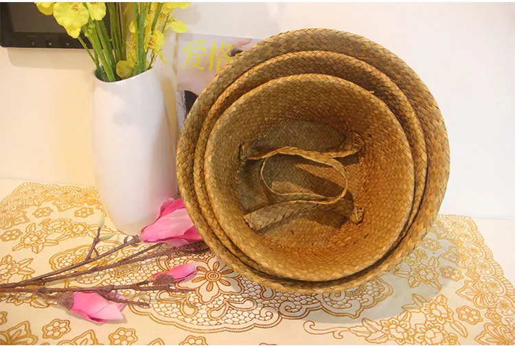 Seagrass Wickerwork Basket Rattan Hanging Flower Pot Dirty Laundry Hamper Storage Basket Dropshipping