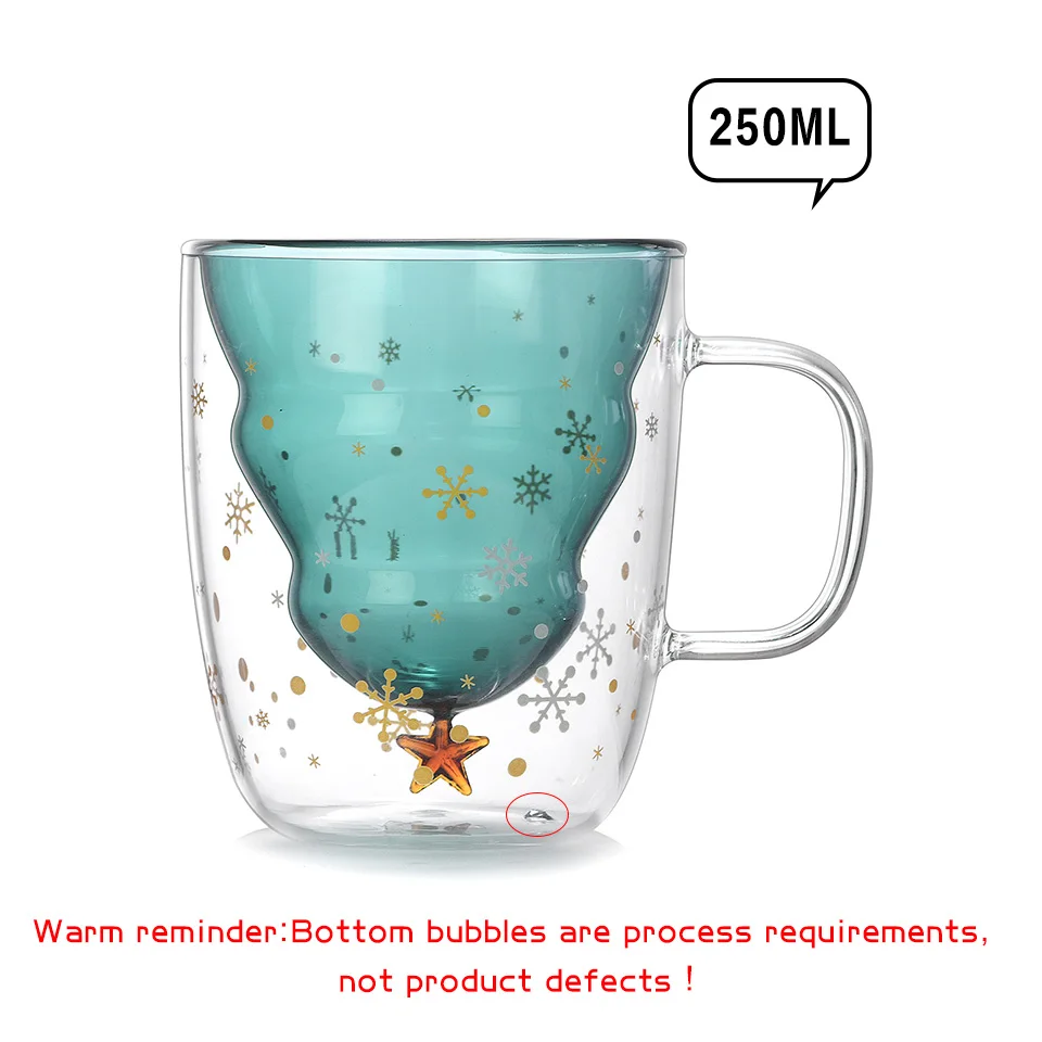 Glass Cup CB296 Рождественская елка, звездная чашка, кофейные кружки, креативная термостойкая стеклянная чашка с двойными стенками, стакан для питья, чашки для чая/молока/сока - Цвет: Glass Cup CB296
