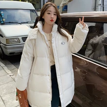 Damska bluza z kapturem Parka puchowa Puffer średniej długości kurtka zimowa luźne pogrubienie ciepłe koreański moda puchowy płaszcz bawełniany Bubble znosić