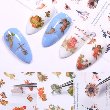 

1Pcs 3D Angel Pattern Nail Sticker Summer Theme Nail Art Decoration Nail Art Transfer Decals Sliders For Manicuring