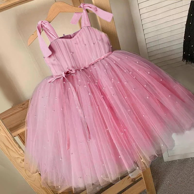 meninas, vestido pérola fofo para crianças, vestido