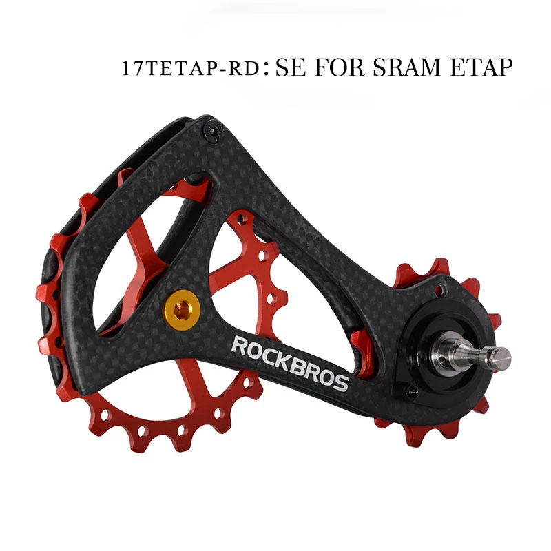 ROCKBROS велосипедный задний переключатель направляющая из углеродного волокна 11 скоростей велосипедный подшипник шкива Jockey колесо Набор для SRAM ETAP запчасти для велосипеда - Цвет: 17TETAP-RD