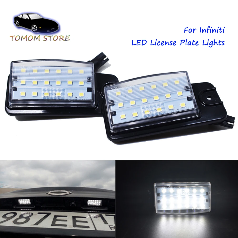 

2pcs no error LED rear number license plate lights for infiniti EX25 EX35 EX37 QZ50 FX35 FX37 FX50 QX70 Auto accessory lamps