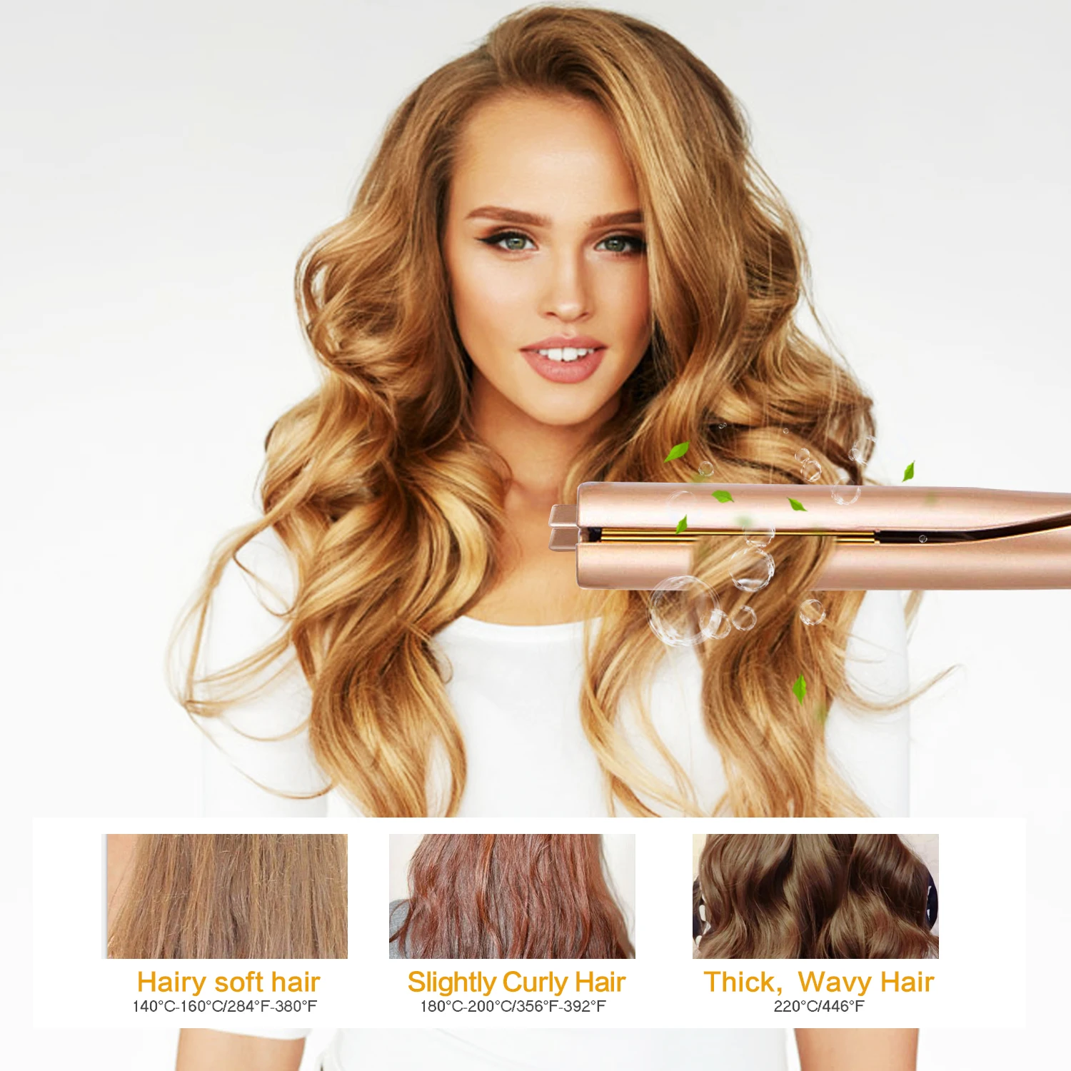3d Concave Convex Gold Titanium Flat Iron Twist 2 In 1 Hair