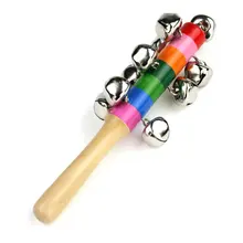 Детская погремушка кольцо деревянный Колокольчик для ребенка игрушки Музыкальные инструменты 0-12 месяцев красочная Музыкальная развивающая деревянная игрушка