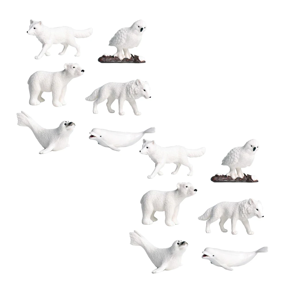 12 Pieces Polar Animals Model - Simulation Polar Animal Figurines for Home Collection Kids Science and Nature Toys