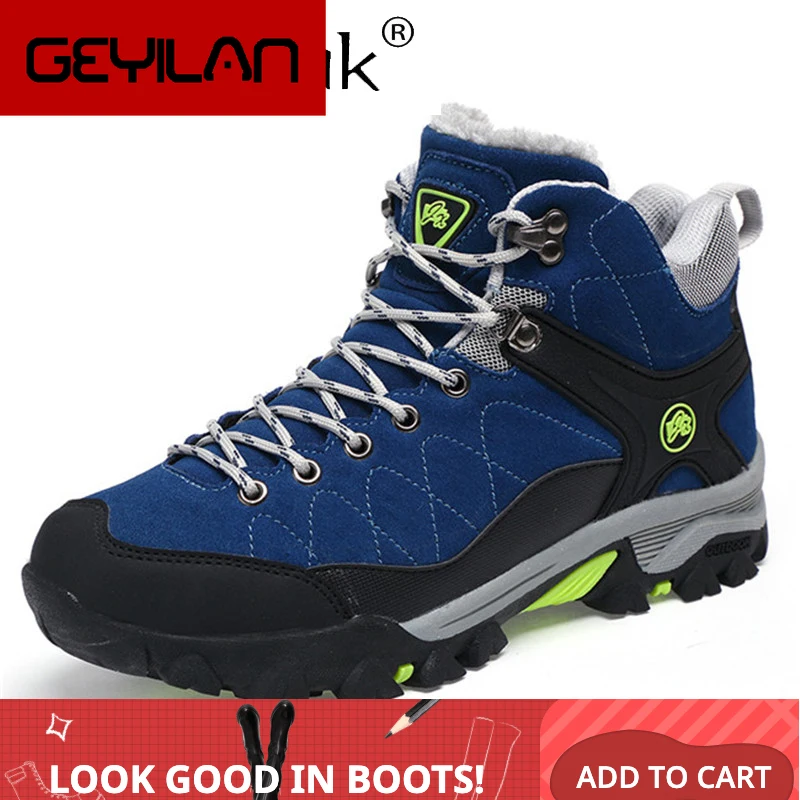 

Winter Men Boots With Fur 2019 Warm Snow Boots Man Boot Work Shoes Mens Footwear Rubber Non-slip Man Ankle Shoes 39-45