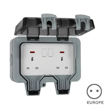 

HOT IP66 Weatherproof Waterproof Outdoor Wall Power Socket 16A Double Electrical Outlet NDS