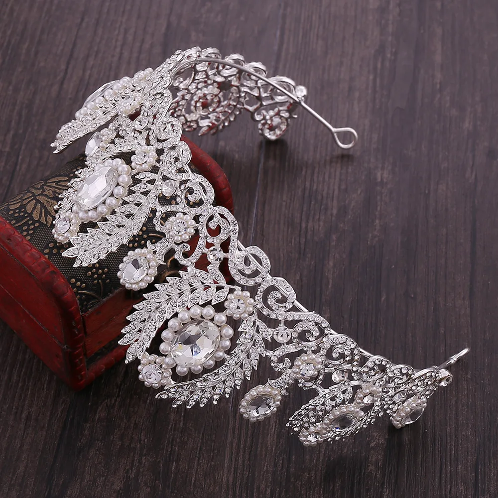 H1210 Persian Arab Style Hair Accessories Baroque Color Man-made Diamond Large Crown White Man-made Diamond Bride Headdress