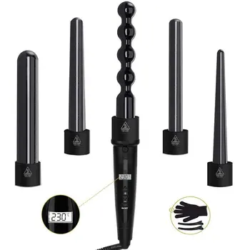 

LCD Liquid Crystal Display 5 In 1 Change Tube Hair Curler Multi-function Hair Styler Tools Quick Hair Styling Curler comb