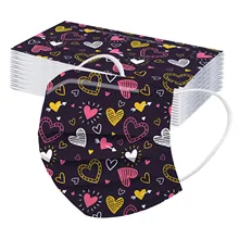 10-50PC Adult Mouth Mask Valentine's Day Print Disposable Meltblown Non-woven Face Mask 3 Layers Ply Filter Protective Face Mask