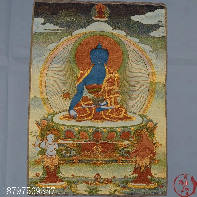 

christmas Thangka embroidery, Tibetan silk, silk brocade, Nepalese Buddha statue, pharmacist statue halloween