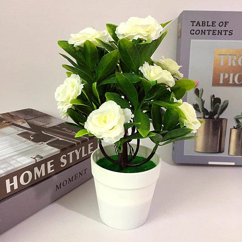Artificial Fake Rose Flower Potted Plant Bonsai Party Garden Home Decor Craft