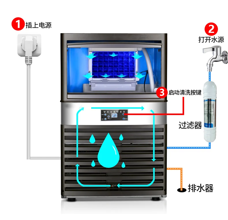 100 кг/24 ч льдогенератор 110 В/220 В машина для приготовления льда молочная чайная комната/маленький бар/Кофейня полностью автоматическая большая машина для льда