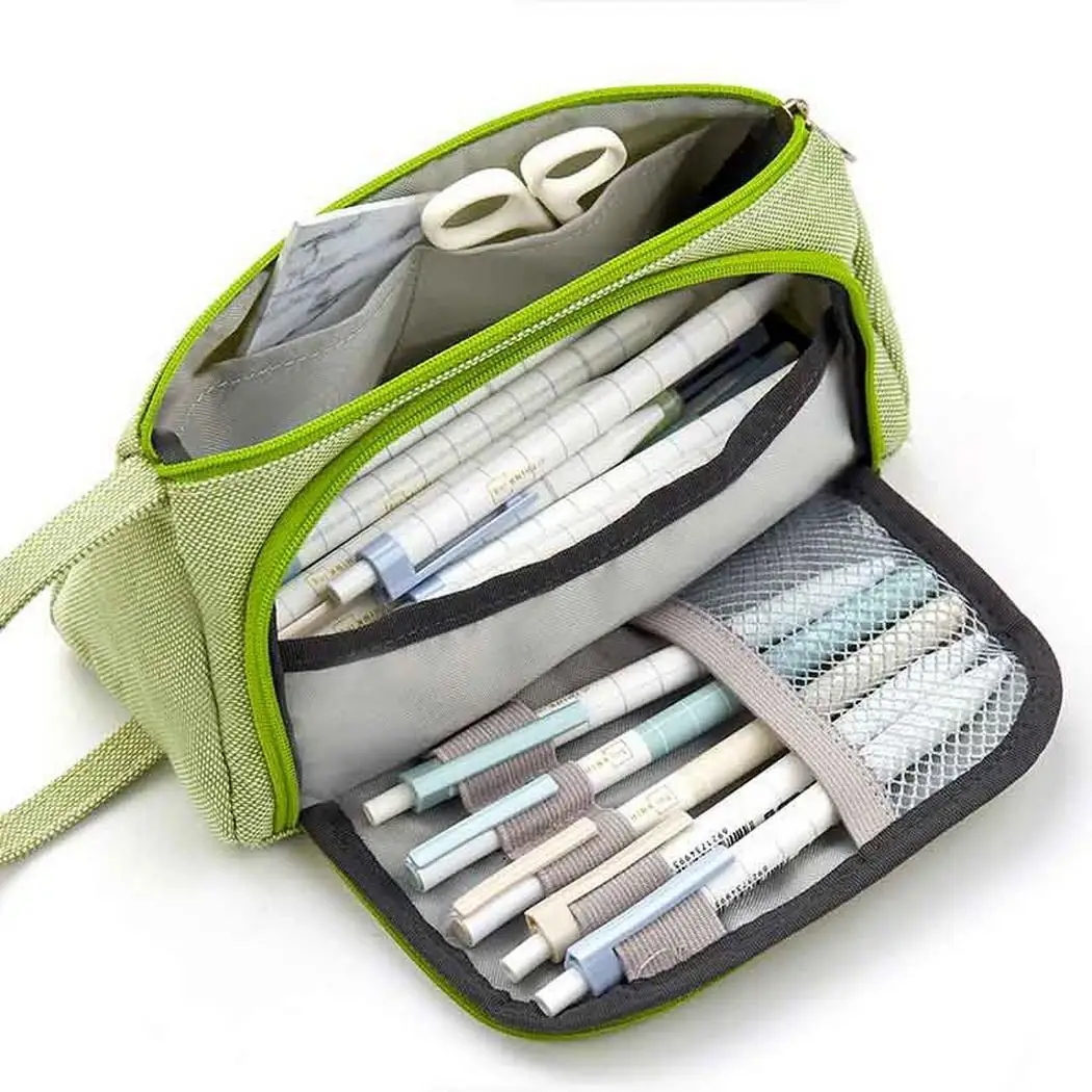 

Pencil Bag Portable Multi-function Large Capacity Student Stationery Box Side Zipper Pen Case Pencils Pouch Pens Storage Pack
