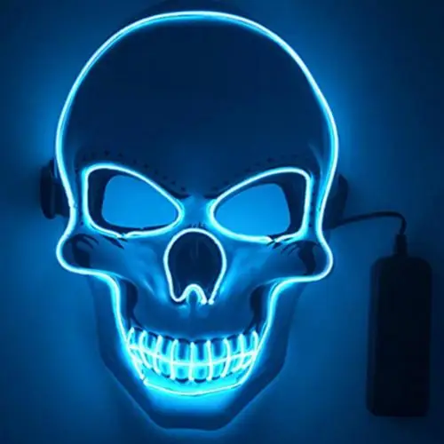 Led маска Хэллоуин сверкающий в темноте страшный череп EL холодный свет флуоресцентная Маскарадная маска фестиваль косплей костюм вечерние реквизит - Цвет: Синий