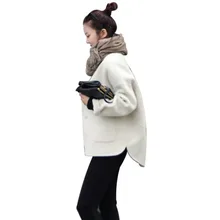 Осень Зима Новая женская короткая шерстяная куртка Корейская свободная шерстяная куртка на одной пуговице со стоячим воротником Женская белая верблюжья куртка LQ241