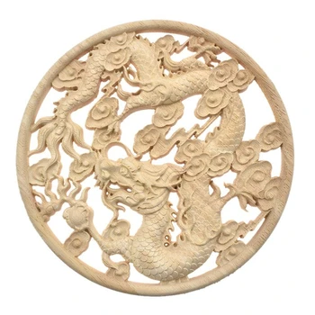

Wall Lamp Wooden Sculpted Dragon Flying Closet Door Carpentry Accessory (15 cm)
