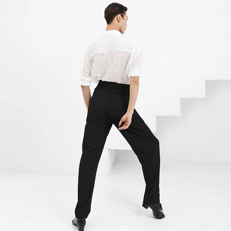 Male Latin Dancing Trousers Latin Dance Costume High Elastic Waist Ballroom Dance Competition Pants Practice Wear dance pants