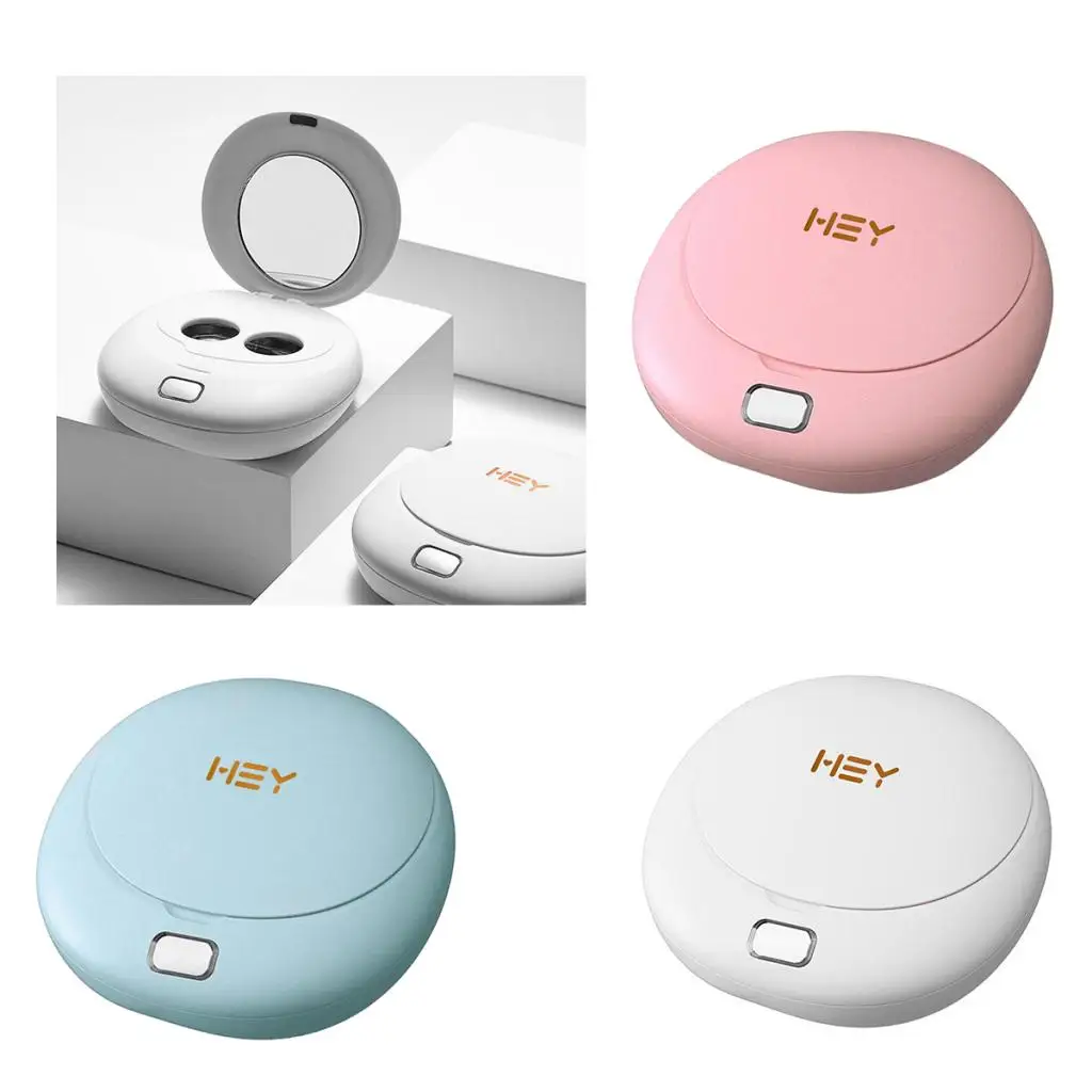 Portable Contact Lens Cleaner Case Box Auto Rotation Cleaning for Travel
