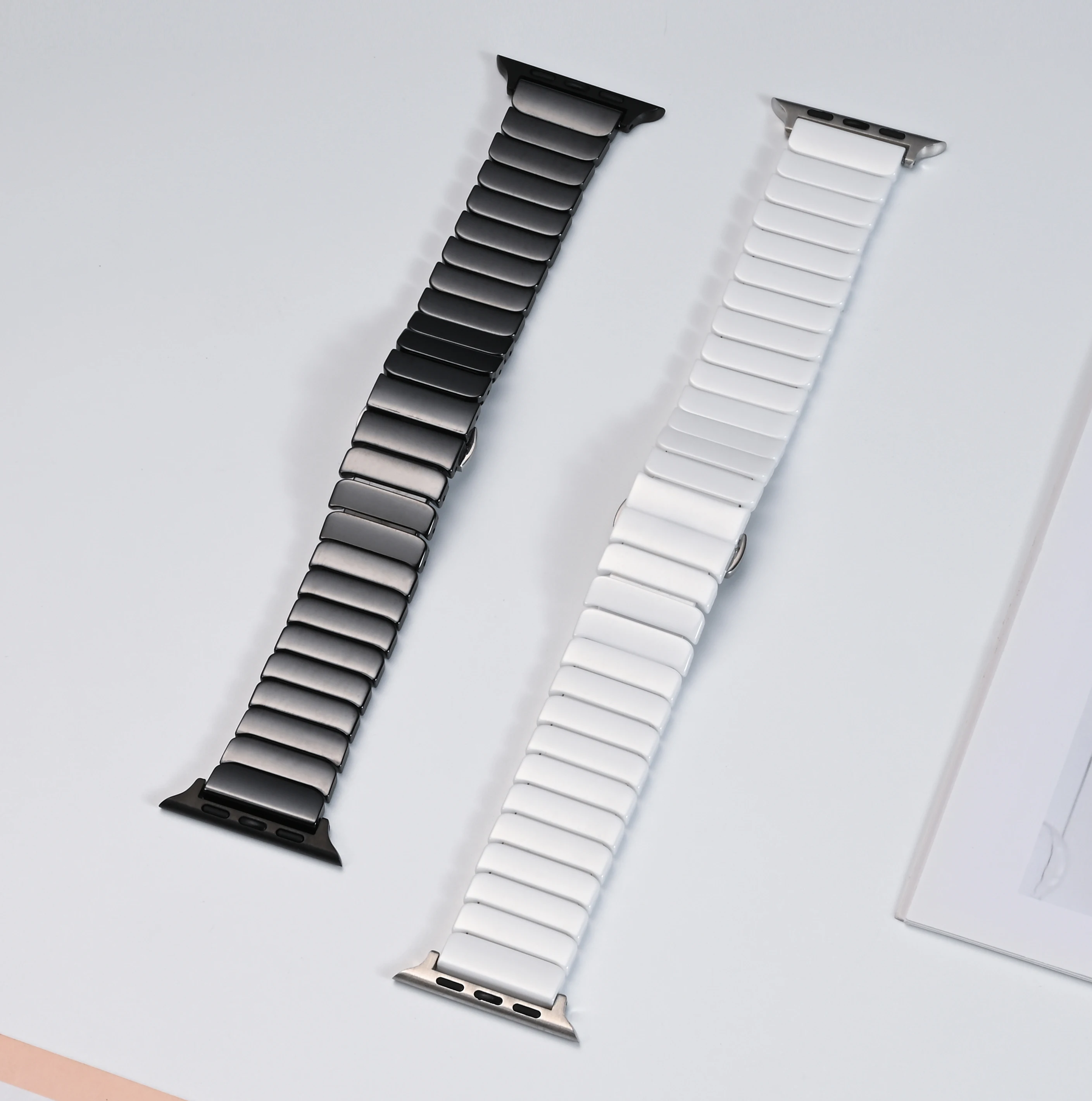 

Black white Ceramic Strap for Apple Watch Band SE 6 5 4 40mm 44mm watchband Bracelet Ceramic for iWatch series 3 2 1 42mm 38mm