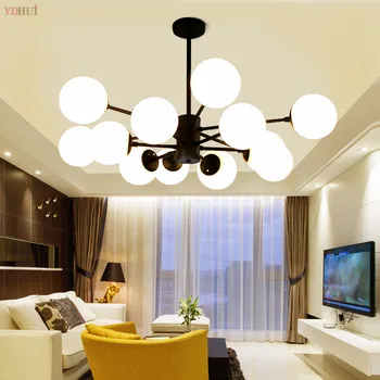 

Modern Glass Balls Pendant Lamp Light Luxury Branch Chandelier Magic Bean LED Lighting Fixture Living Room Home Decoration