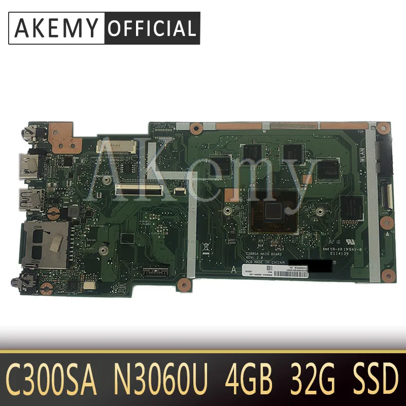 SAMXINNO C300SA для For Asus Chromebook C300S Laotop материнская плата W/N3060U 4 Гб ОЗУ 32 г SSD|Материнские