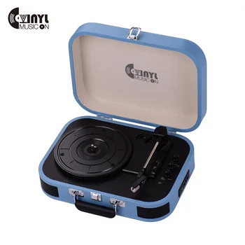 

VINYL MUSIC ON VMO-007 Vinyl Record Player Wireless BT 3-Speed Suitcase Turntable Built-in Stereo Speakers with USB Playback