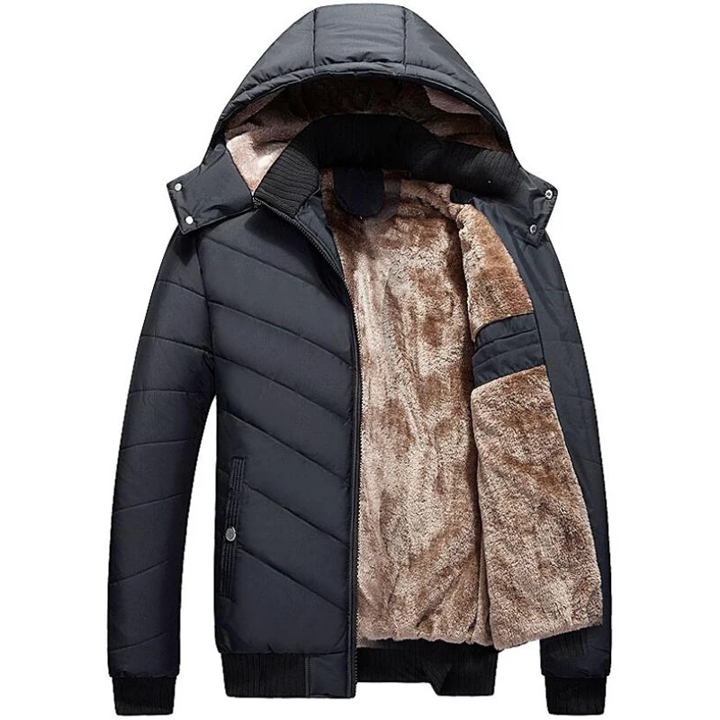 

New Winter Jacket Men Windbreaker Outwear Thicken Fleece Coats Man Casual Thick Velevt Keep Warm Hooded Jackets haqueta hombre
