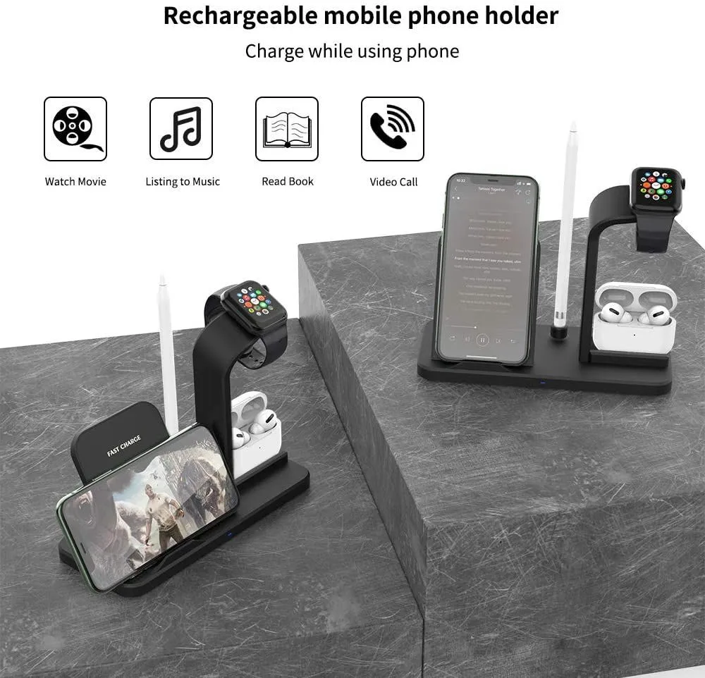 3 в 1 Qi Беспроводное зарядное устройство Подставка для iPhone X XS XR 8 11 Apple Watch 5 4 2 Airpods Pro