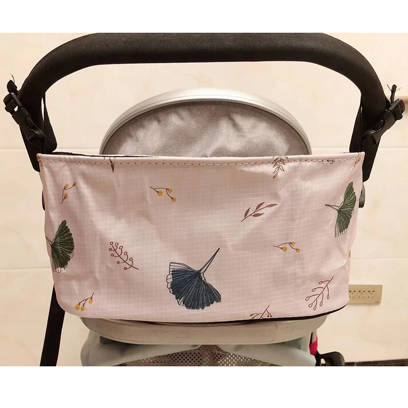 Pink ginkgo TI537 Большая вместительная детская коляска, сумка для подгузников, коляска, водонепроницаемый держатель для бутылки, коляска, органайзер для подгузников, подвесная сумка - Цвет: Pink ginkgo TI537