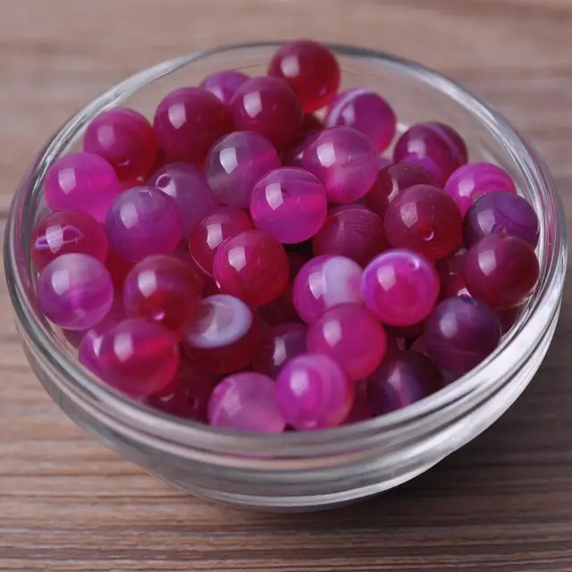 Round 4mm 6mm 8mm 10mm 12mm Natural Stone Rock Loose Spacer Beads lot for Bracelet Jewelry Making Findings DIY Crafts Rose Lace Agate