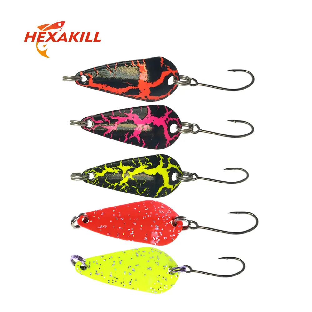 Hexakill 1pcs 1.4g/1.8g/2.2g/2.8g/3g/3.3g fishing metal colorful spoon baits metal spinner lure mini bait for trout single hook Hexakill 1pcs 1.4g/1.8g/2.2g/2.8g/3g/3.3g fishing metal colorful spoon baits metal spinner lure mini bait for trout single hook