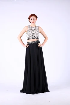 

Formal Evening Dresses Long 2020 Beading Two Pieces A-line Party Lady Gowns For Women Robe De Soiree