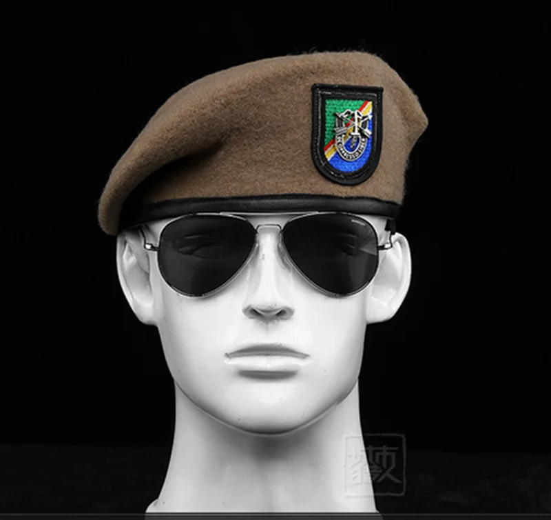 Boina lana de las fuerzas del Ejército, gorro con militar, color arena, tienda militar|Boinas para hombre| -