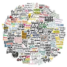 10/50/100 pçs inglês letras inspiradoras citações adesivo para computador portátil skate caso capacete brinquedo dos desenhos animados decalques adesivos