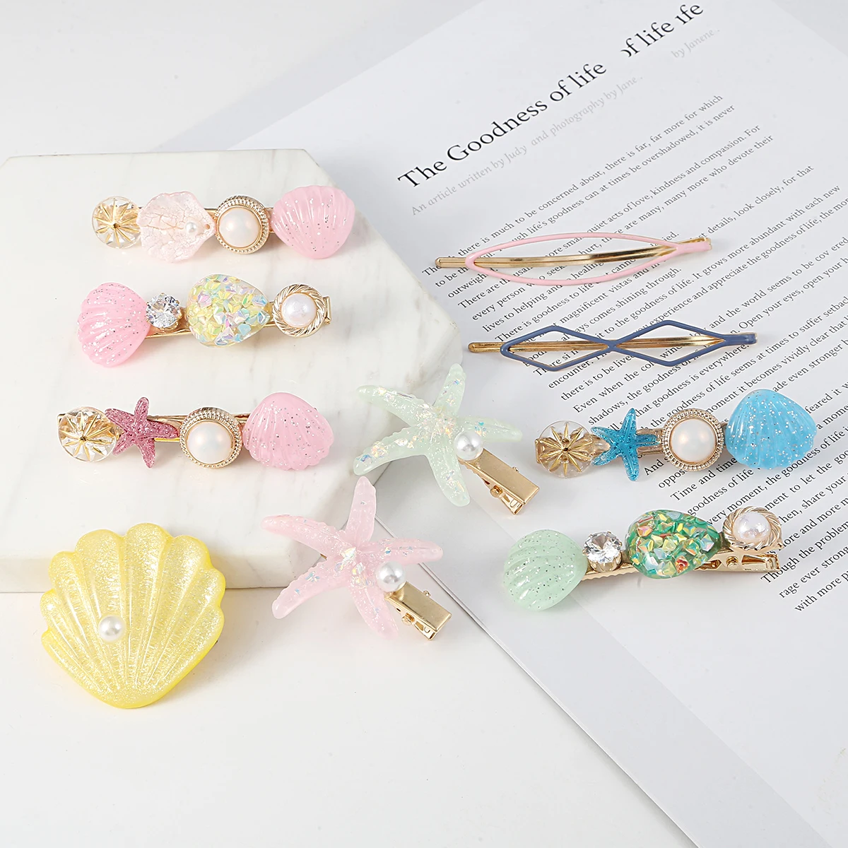 

Women Girl Elegant Crystal Pearls Hair Clips Starfish Hair Grips Shell Hairpins Barrettes Stick Headband Bridal Hair Accessories